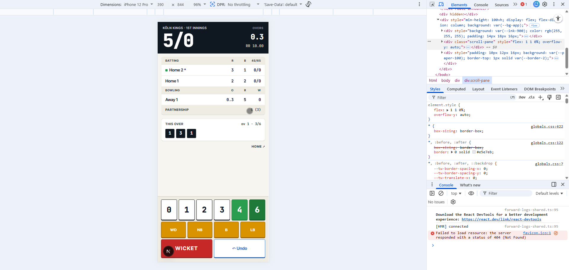 screenshot: first browser render of Tracket